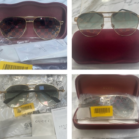 GREEEN MIRROR “GG” LOGO PILOT AVIATOR GOLD METAL SUNGLASSES AS SEEN ON GARCELLE - Picture 6 of 16